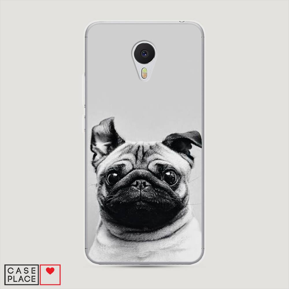 

Чехол Awog на Meizu M3 "Ушастый мопс", Серый, 70350-1