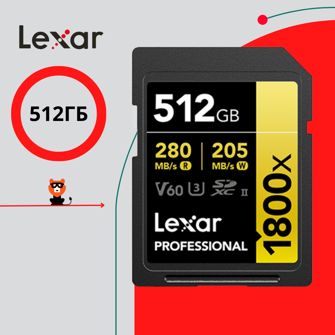 Карта памяти Lexar Professional SDXC 512GB BL 1800X UHS-II