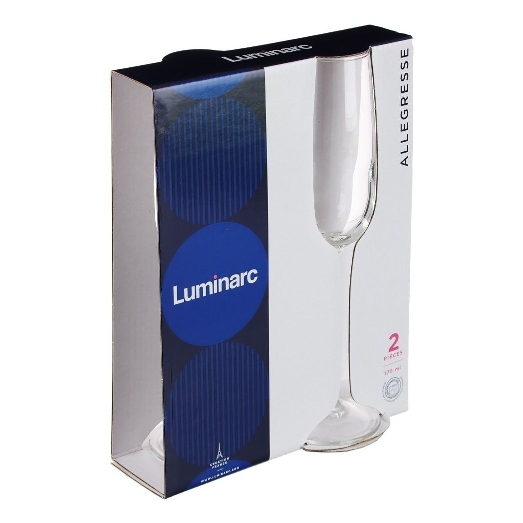 

Бокалы для шампанского Luminarc Allegres прозрачные 175 мл 2 шт, Прозрачный