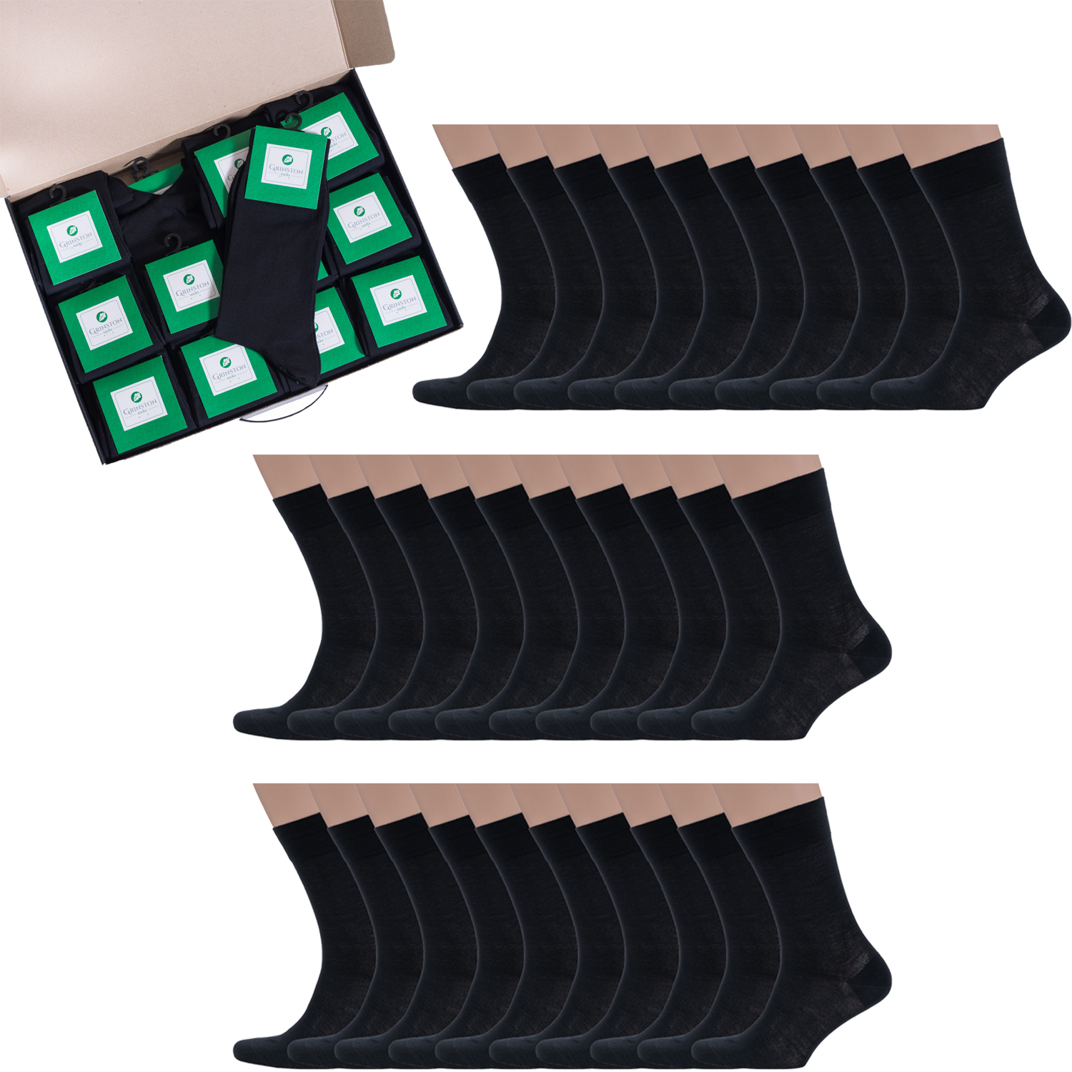 Подарочных набор носков мужских Grinston socks PG-15D7-30 черных 27