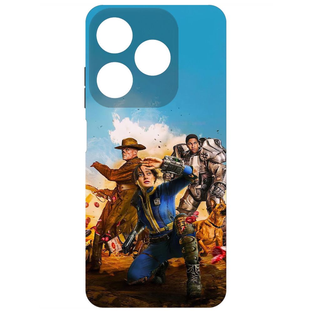 

Чехол-накладка Krutoff Soft Case Фоллаут (Fallout) -Люси, Гуль и Аарон для TECNO Spark 10C, Черный
