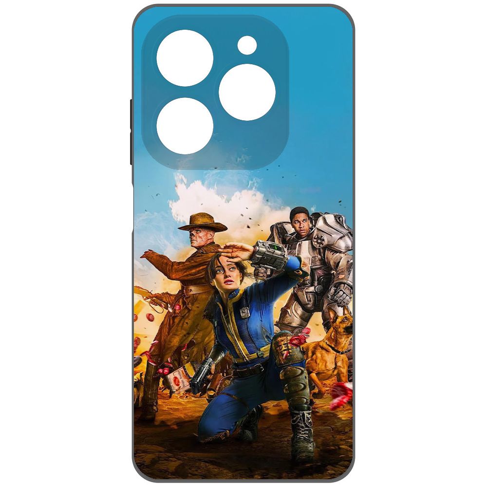 

Чехол-накладка Krutoff Soft Case Фоллаут - Люси, Гуль и Аарон для TECNO Spark 20 Pro, Черный