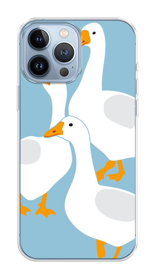 

Чехол Homey на Apple iPhone 13 Pro Max "Гусиное трио"", Голубой;белый;серый;желтый, 14450-1