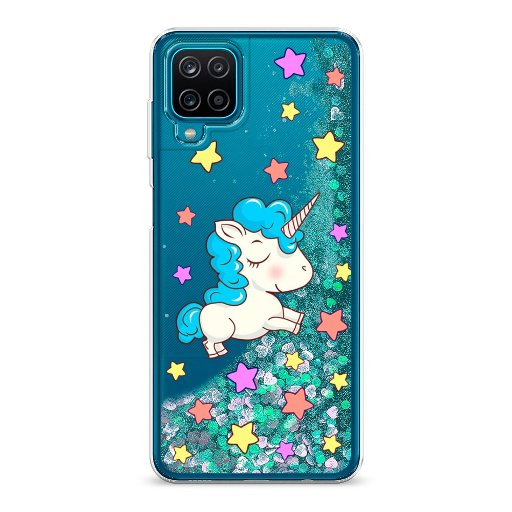 

Жидкий чехол с блестками "Звездный единорог" на Samsung Galaxy A12, 2101695-1