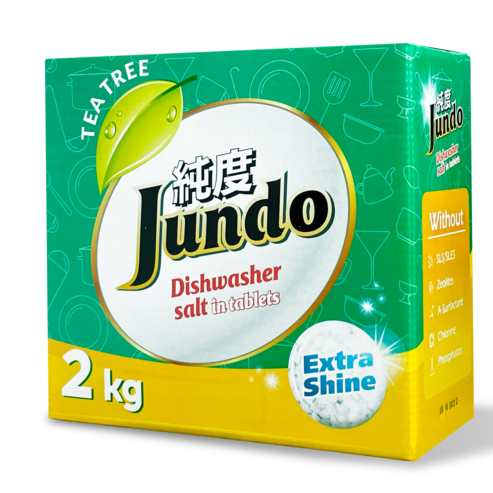 Соль для посудомоечных машин Jundo Tea Tree Oil в таблетках 2 кг