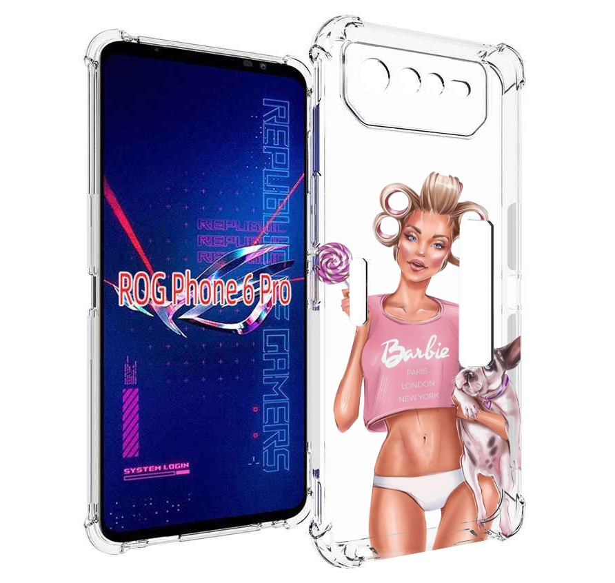 

Чехол MyPads Барби-с-собачкой женский для Asus ROG Phone 6 Pro, Прозрачный, Tocco