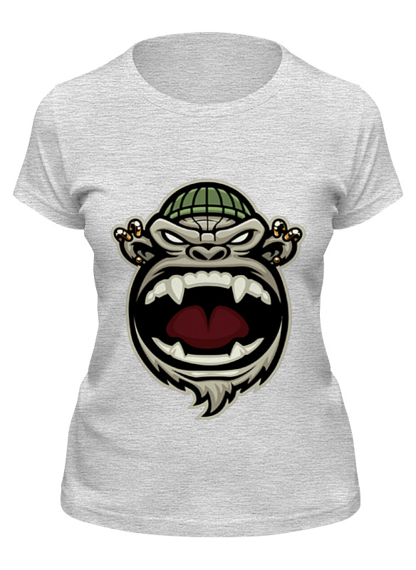 

Футболка женская Printio Обезьяна (monkey) серая S, Обезьяна (monkey)