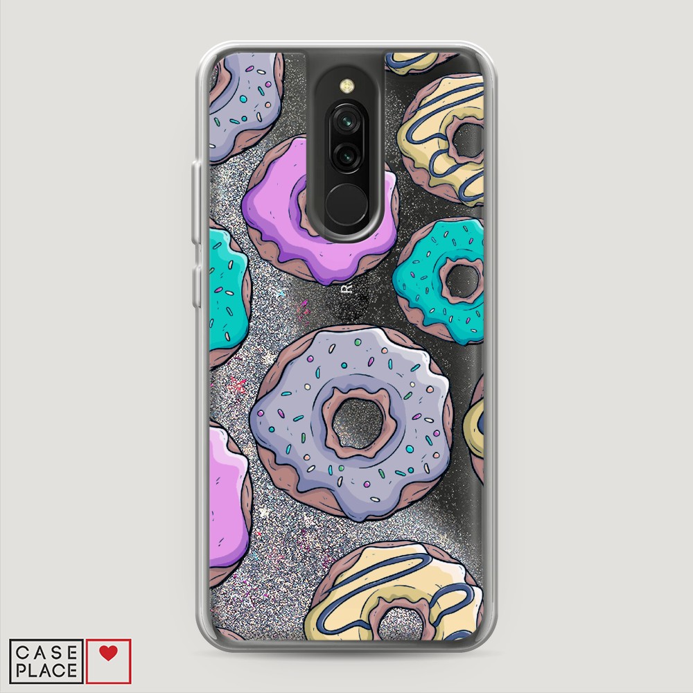 

Жидкий чехол с блестками "Разноцветные пончики в глазури 2" на Xiaomi Redmi 8, 37191-1
