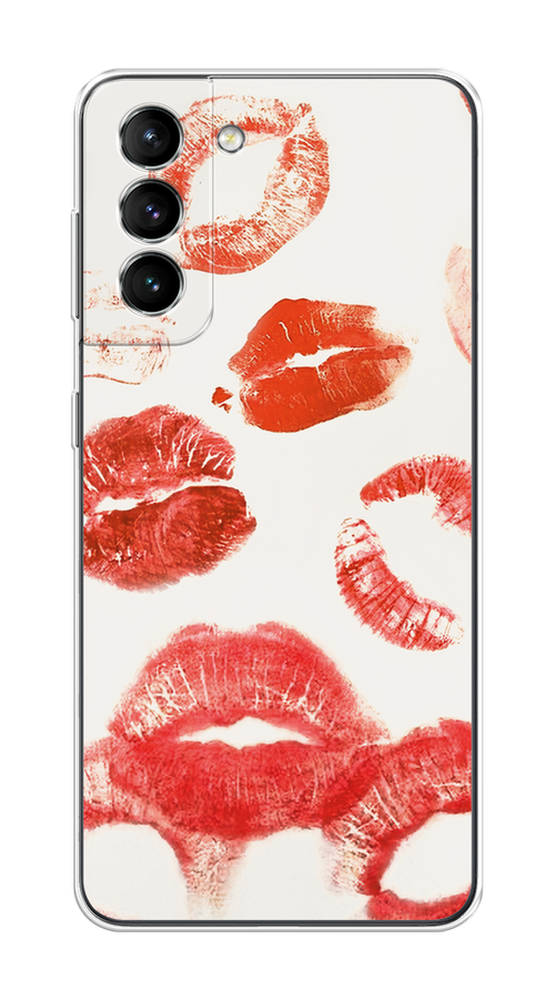 

Чехол на Samsung Galaxy S21 "Следы помады", Красный;бордовый;белый, 2101850-1