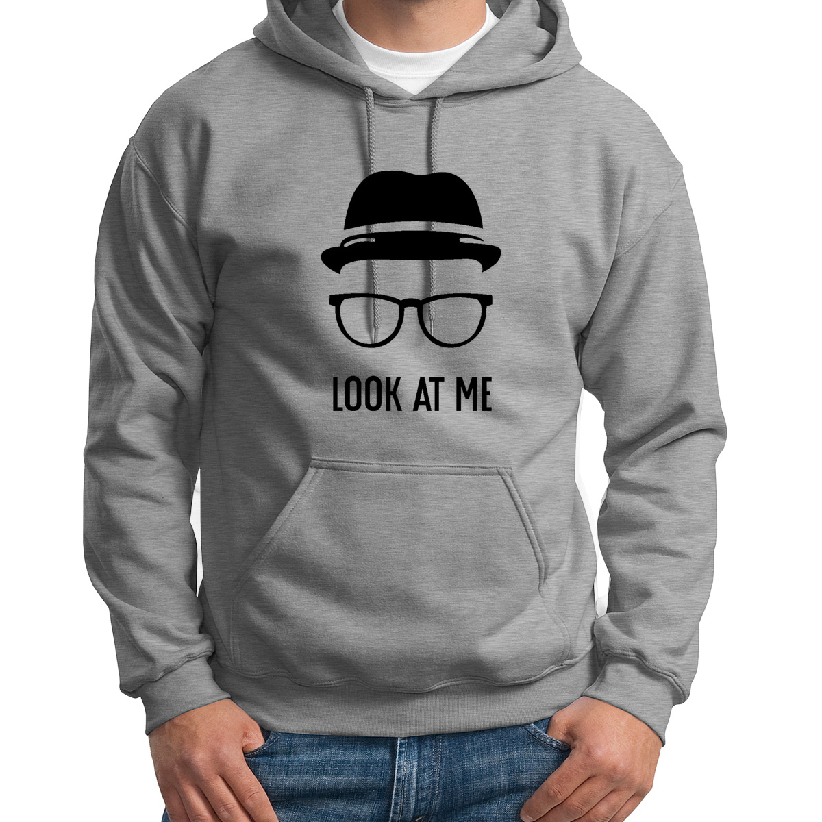 

Худи унисекс CoolPodarok Look at me серое 42 RU, Серый, S0114425