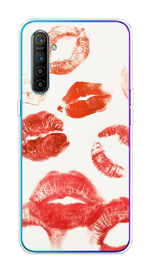 

Чехол на Realme XT "Следы помады", Красный;бордовый;белый, 251450-1