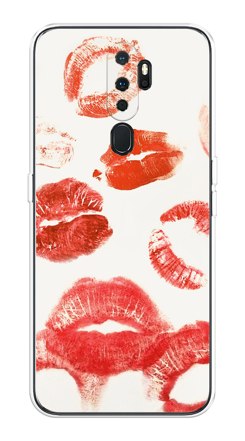 

Чехол на Oppo A5/A9 2020 "Следы помады", Красный;бордовый;белый, 251950-1