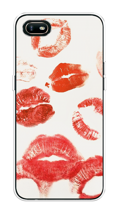 

Чехол на Oppo A1k "Следы помады", Красный;бордовый;белый, 252150-1