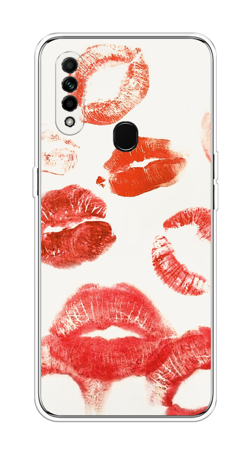 

Чехол на Oppo A31 "Следы помады", Красный;бордовый;белый, 252250-1