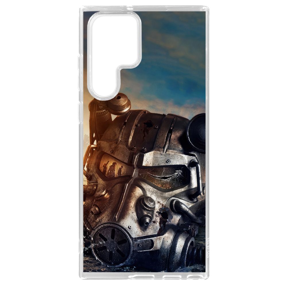 

Чехол-накладка Krutoff Clear Case Фоллаут - Шлем Т-60 для Samsung Galaxy S22 Ultra (S908), Прозрачный