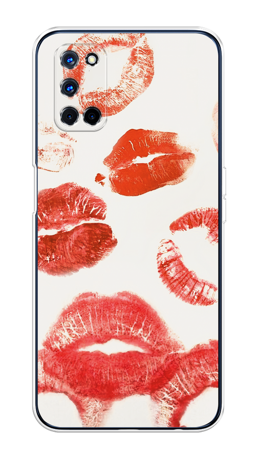 

Чехол на Oppo A52/A72 "Следы помады", Красный;бордовый;белый, 253250-1