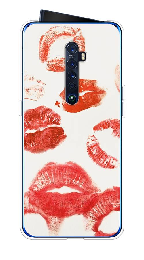 

Чехол на Oppo Reno 2 "Следы помады", Красный;бордовый;белый, 253550-1