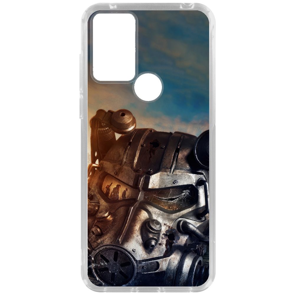 

Чехол-накладка Krutoff Clear Case Фоллаут (Fallout) - Шлем Т-60 для TCL 305, Прозрачный
