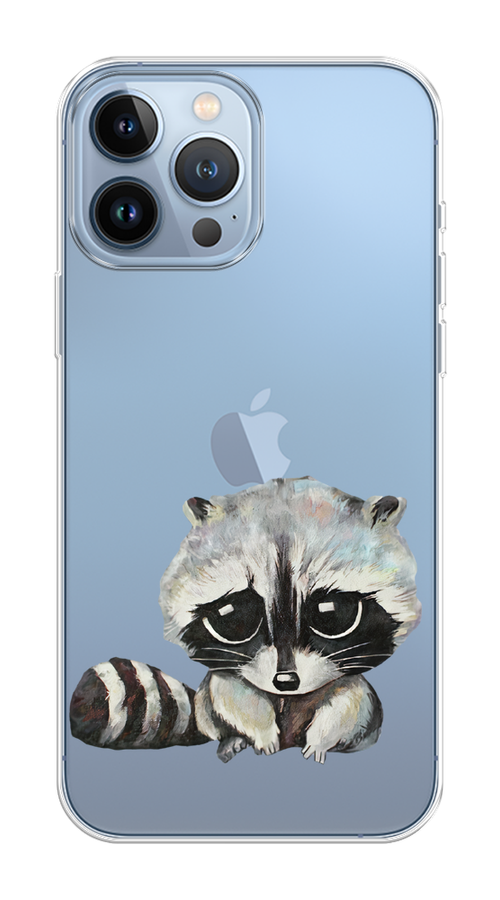 

Чехол Homey на Apple iPhone 13 Pro Max "Большеглазый енот", Серый;черный;прозрачный, 14450-1