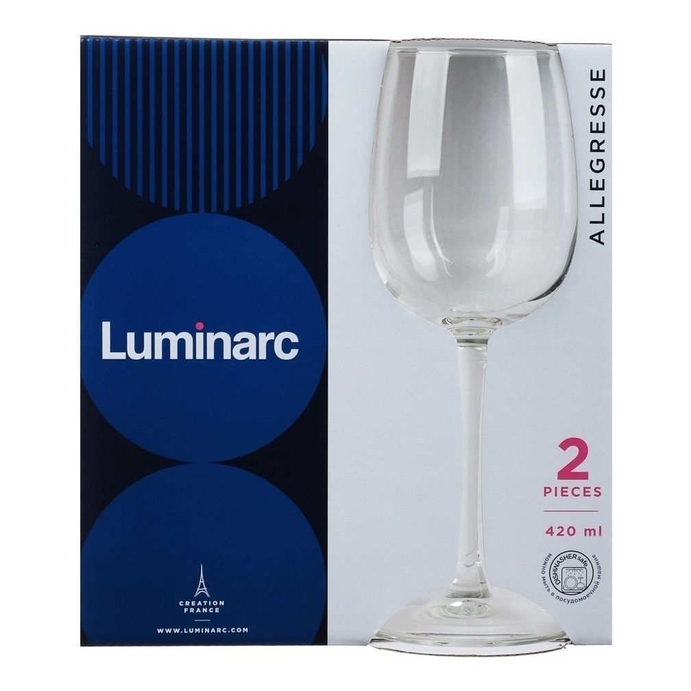 

Бокалы для вина Luminarc Allegres прозрачные 420 мл 2 шт, Прозрачный