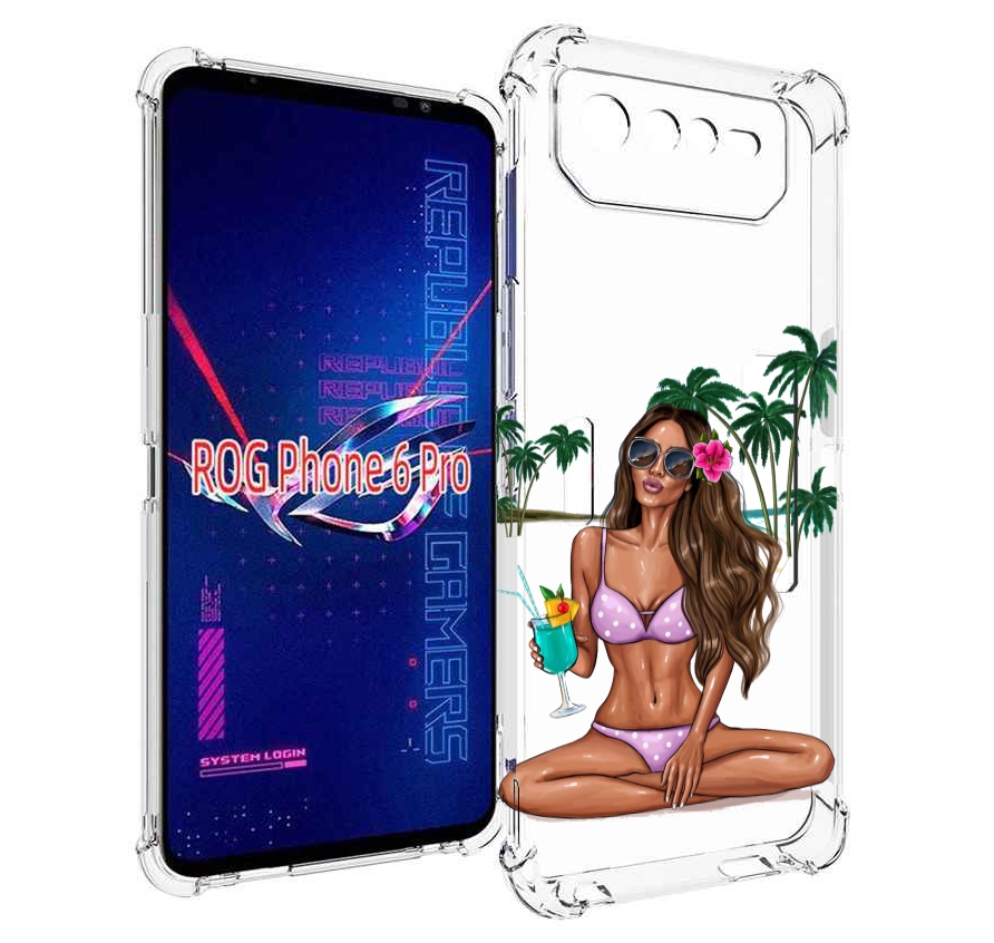

Чехол MyPads Гавайская-девушка женский для Asus ROG Phone 6 Pro, Прозрачный, Tocco