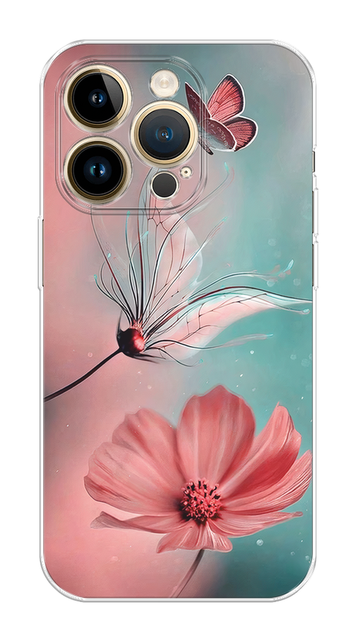 

Чехол Homey на Apple iPhone 14 Pro Max "Бабочка и цветок", Голубой;розовый, 15050-1