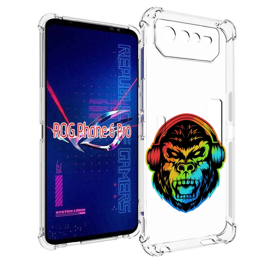 

Чехол MyPads Горилла-в-наушниках для Asus ROG Phone 6 Pro, Прозрачный, Tocco