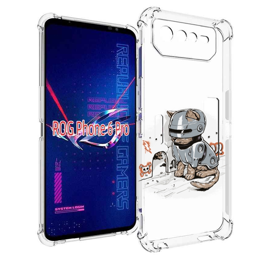

Чехол MyPads Грозный кот для Asus ROG Phone 6 Pro, Прозрачный, Tocco