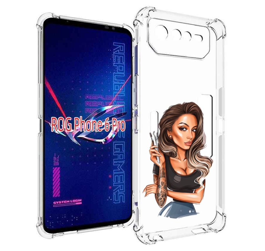 

Чехол MyPads Девушка-бровист для Asus ROG Phone 6 Pro, Прозрачный, Tocco