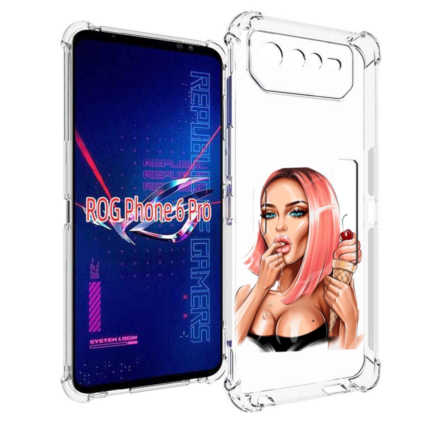 

Чехол MyPads Девушка-и-мороженое женский для Asus ROG Phone 6 Pro, Прозрачный, Tocco