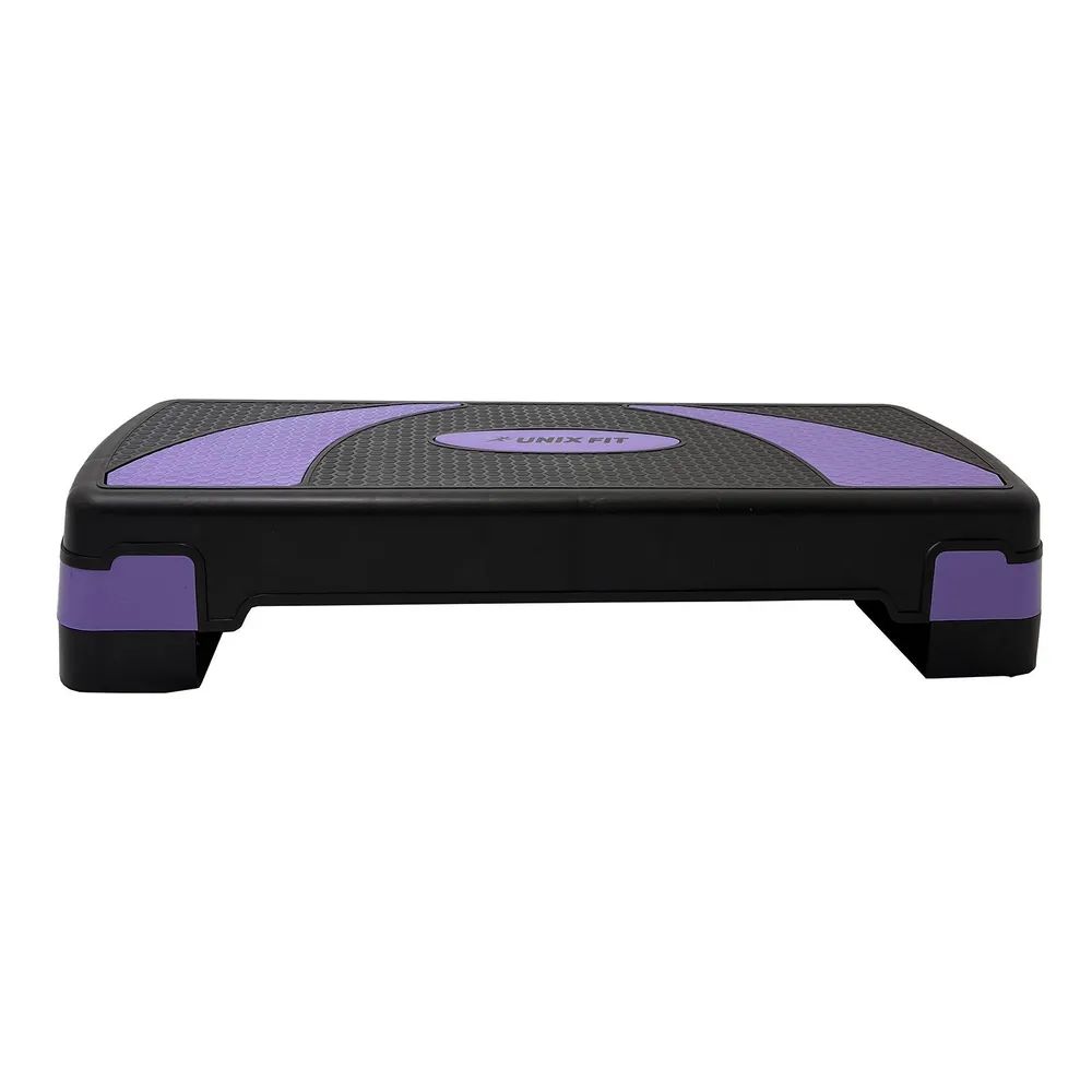 Степ-платформа UNIX Fit для фитнеса 2 уровня высоты, степ аэробики, 68 см, фиолетовая