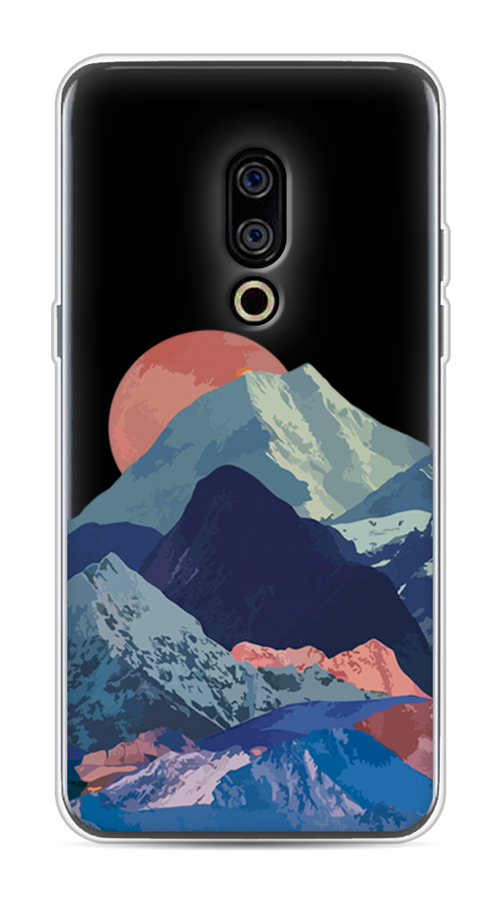 

Чехол на Meizu 15 "Закат в снежных горах", Бордовый;серый;голубой, 72650-2