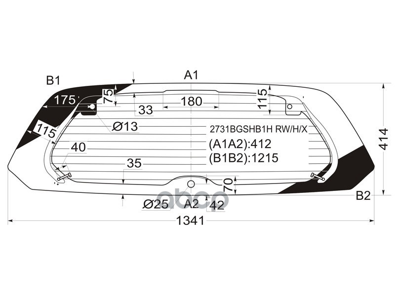 Стекло Заднее (Цвет Зеленый/ Обогрев) Citroen C2 03-07 XYG арт. 2731BGSHB1H RW/H/X