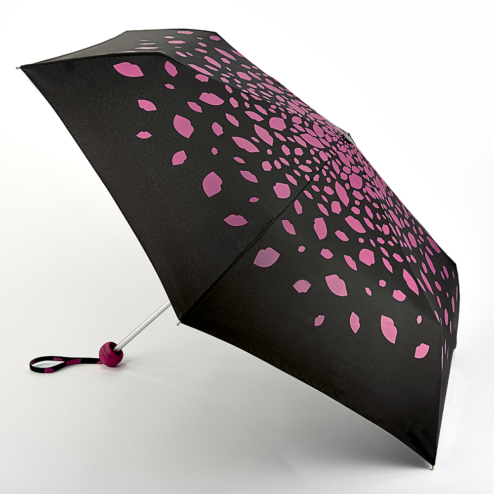 Зонт складной женский механический Fulton L869 дождь из розовых губ