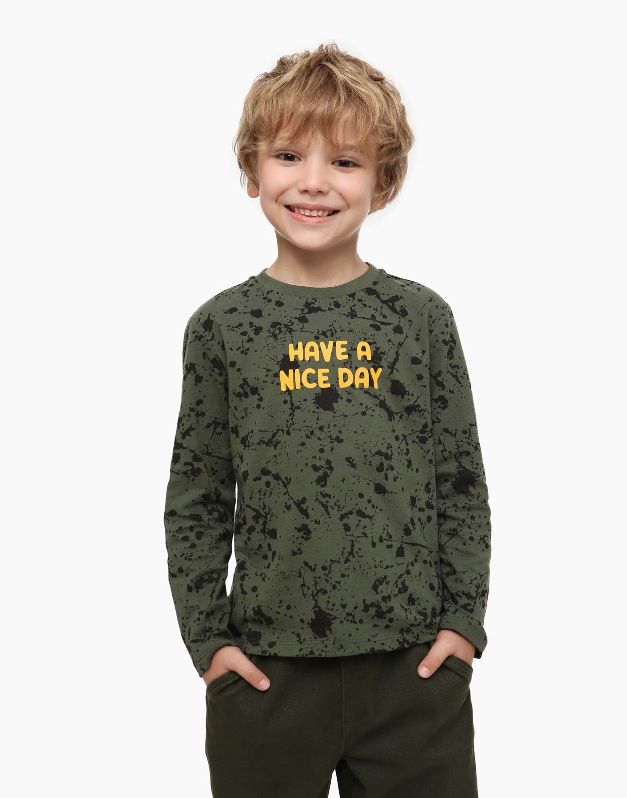 

Лонгслив детский Gloria Jeans BKT013124, хаки, 128, BKT013124