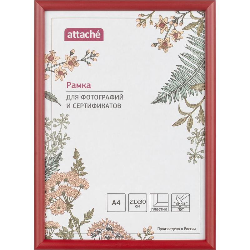 

Рамка пластиковая Attache 21x30 (A4) ПЭТ Красная, Красный
