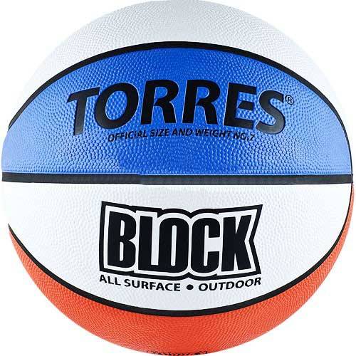 Баскетбольный мяч Torres Block №7 белый/сине-красный