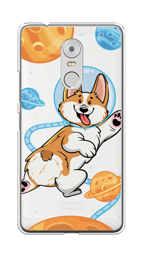 

Чехол на Lenovo K6 Note "Корги-космонавт", Голубой;бежевый;белый, 112250-1