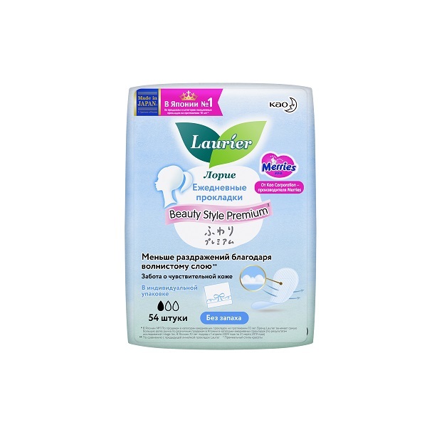 

Ежедневные прокладки Laurier Beauty Style Premium без запаха 54 шт