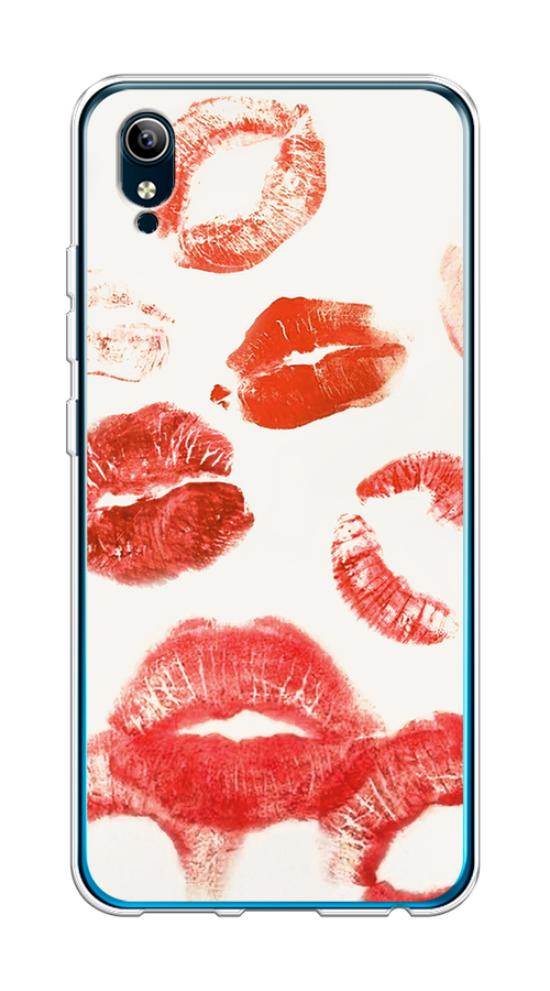 

Чехол на Vivo Y91c/Y1s "Следы помады", Красный;бордовый;белый, 262850-1