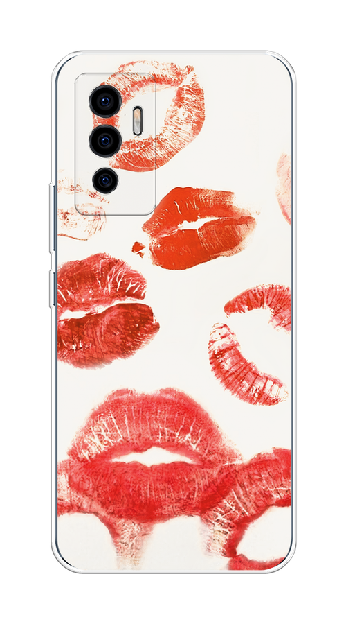 

Чехол на Vivo V23e/Y75 4G "Следы помады", Красный;бордовый;белый, 267050-1