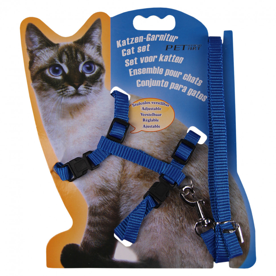 фото Шлейка для кошек petstandart обхват шеи 17-29 см, обхват груди 23-38 см, синий