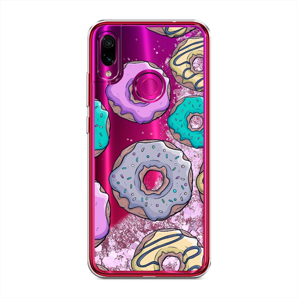 

Жидкий чехол с блестками "Разноцветные пончики в глазури 2" на Xiaomi Redmi Note 7