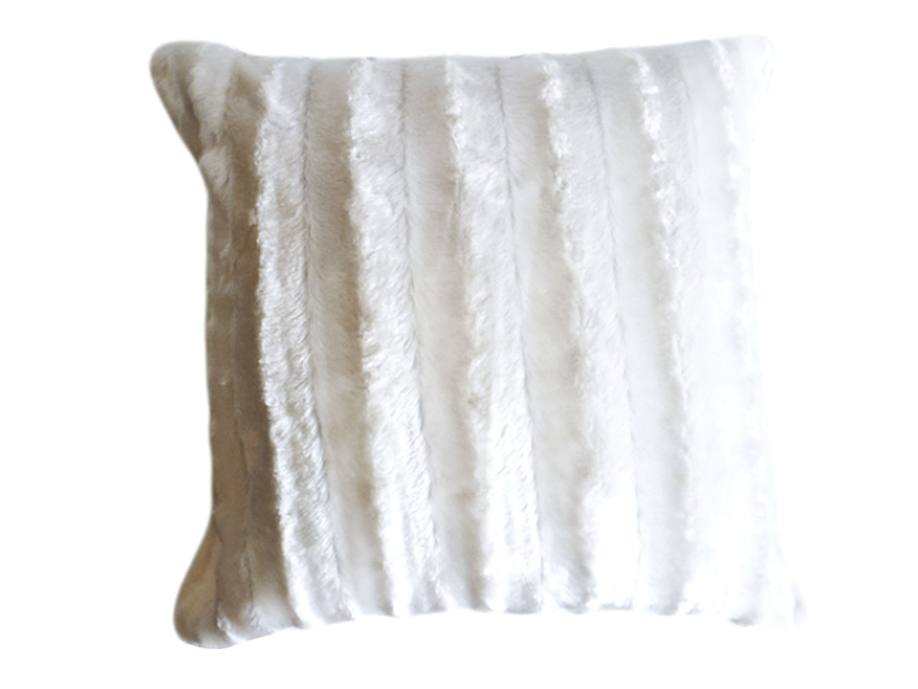 фото Декоративная подушка бруни молочный, полосы, искусственный мех texrepublic