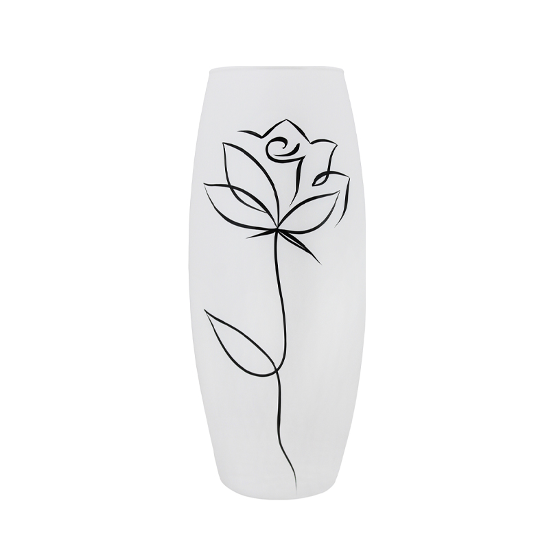 фото Декорированная ваза бочка home collection белая роза h250 1 шт