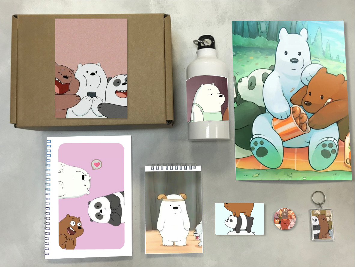 

Бокс с подарком с принтом вся правда о медведях, We Bare Bears ВB0006, 7 предметов