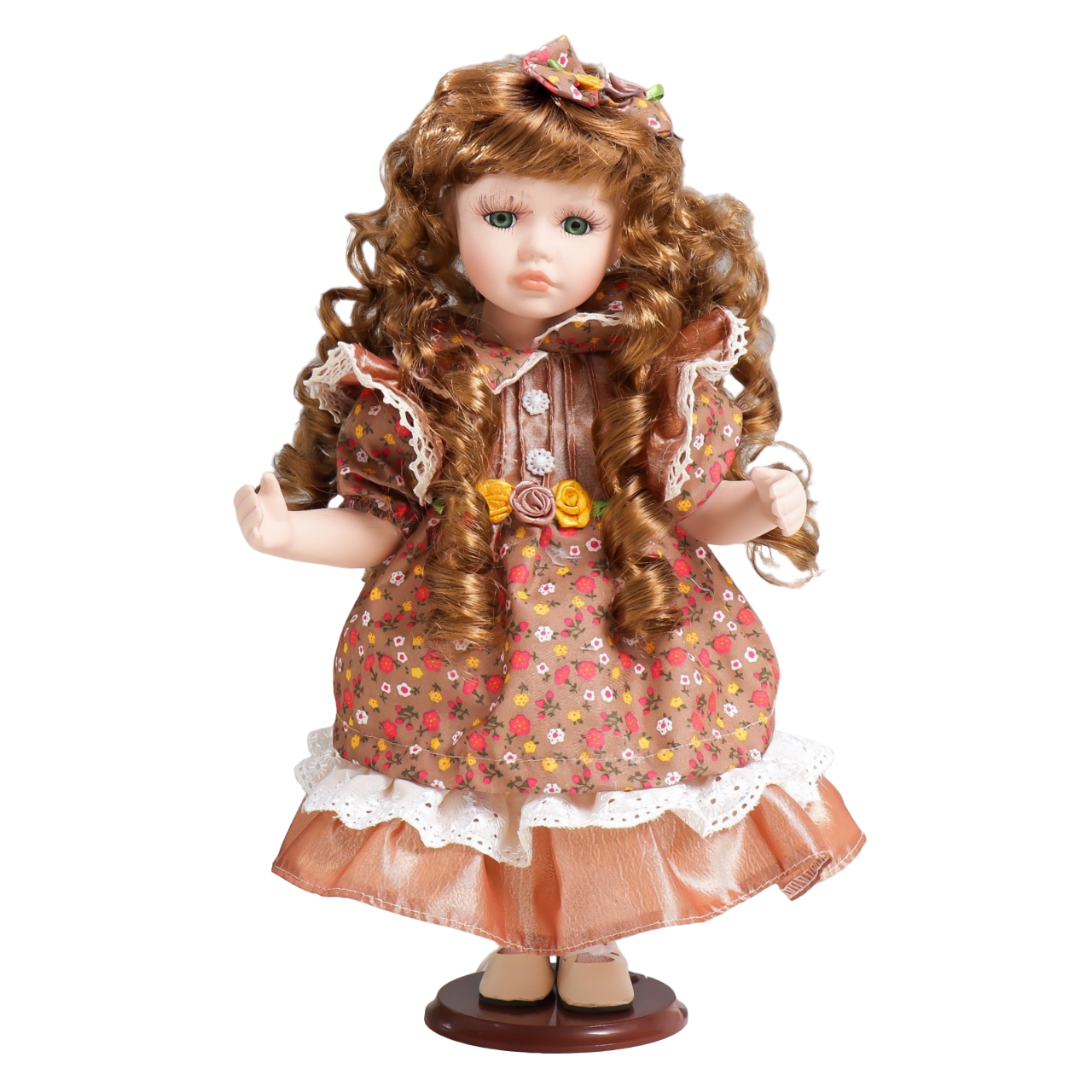 Кукла коллекционная керамика Тося в платье с мелкими цветочками, с бантом в волосах 30 см кукла тося 29 см