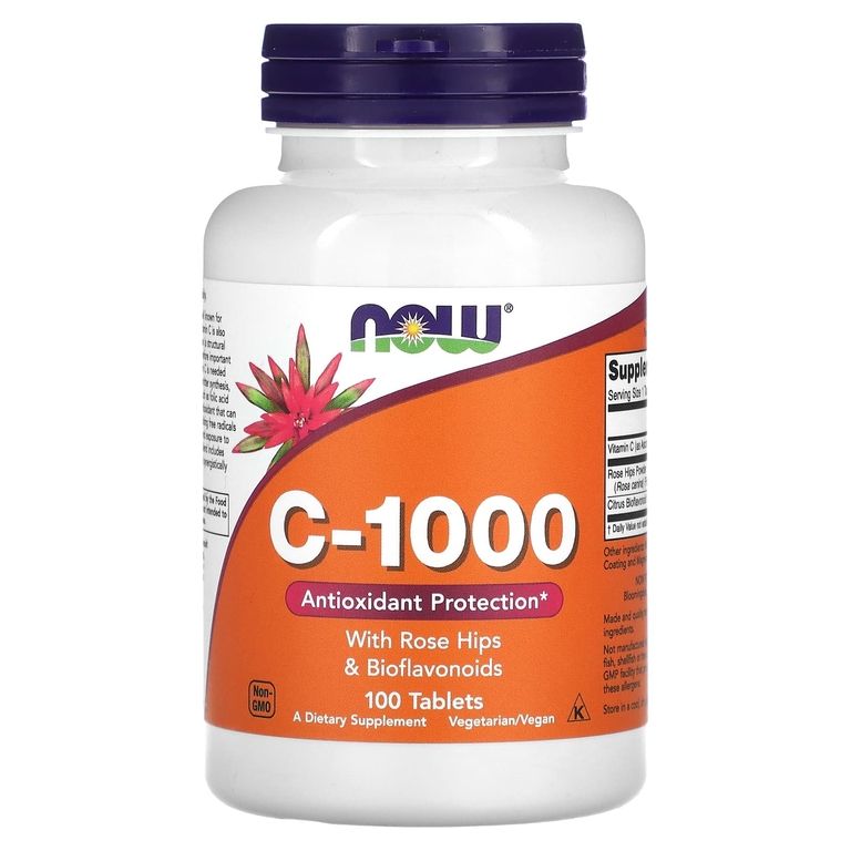 

Витамин С NOW C-1000, With Rose Hips and Bioflavonoids, 100 таблеток