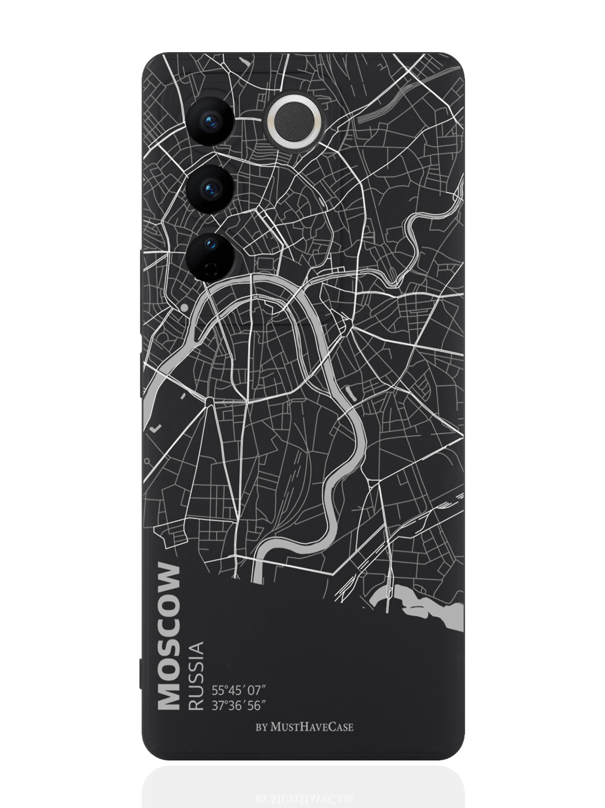 

Чехол для смартфона Vivo V27 черный силиконовый Карта Москвы, Серый;черный