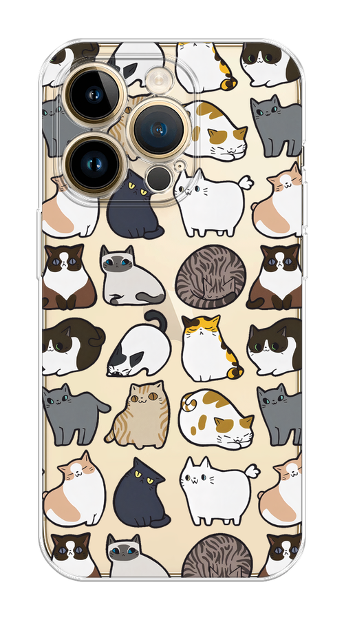 

Чехол Homey на Apple iPhone 14 Pro Max "Милые котики", Прозрачный;белый;серый, 15050-1